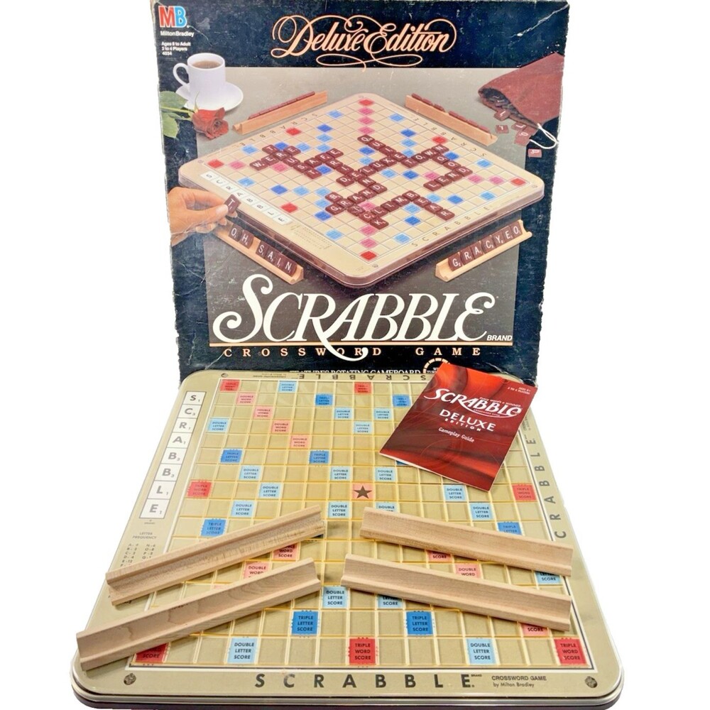 Scrabble Deluxe Edition 1989 Milton Bradley Replacement Board and Tile Racks